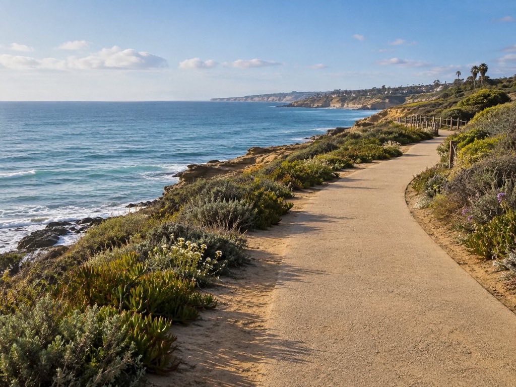 A San Diego coastal path in soft morning light